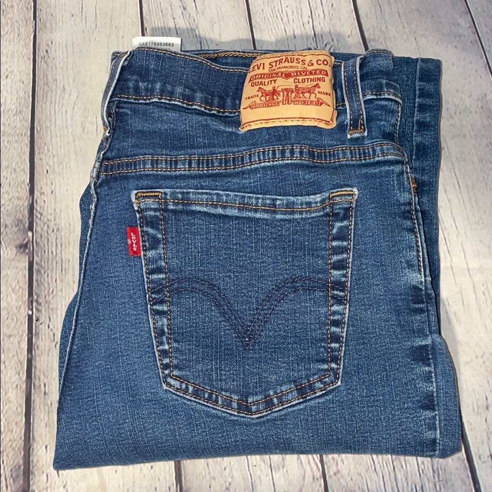 Levi's 512 Blue Denim Jeans with Signature Back Pocket stretch Sz 10